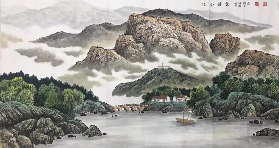 湖山烟云_山水_省美协国画_名家作品_藏画网_中国书画交易网_画廊和