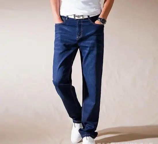 男士秋季直筒牛仔裤青年休闲直筒裤秋冬大码男款弹力宽松长裤潮