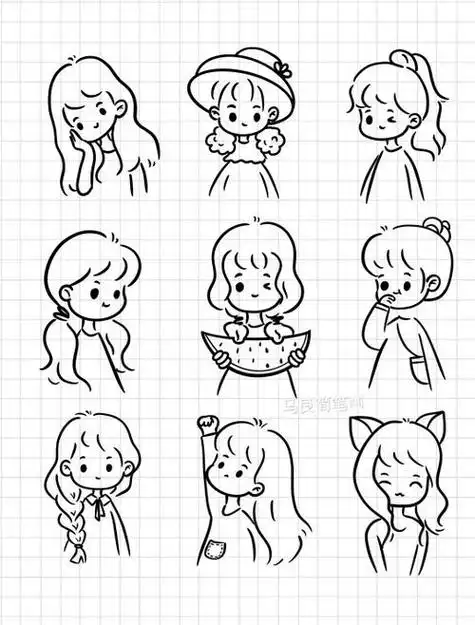 简笔画可爱女孩小红书