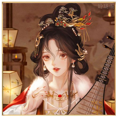 diy数字油画填充简单古风人物手工动漫卡通油彩填色画手绘画礼物 古风