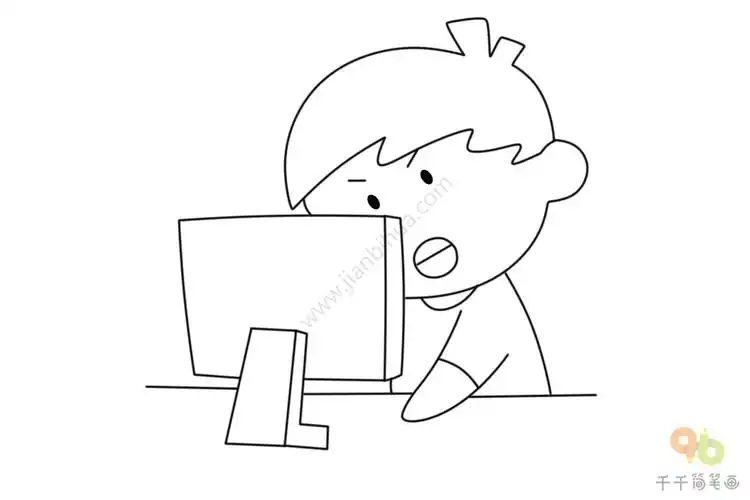 努力工作的男孩简笔画