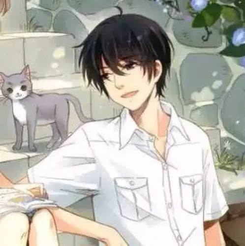 情侣头像小清新二次元动漫白衬衫男