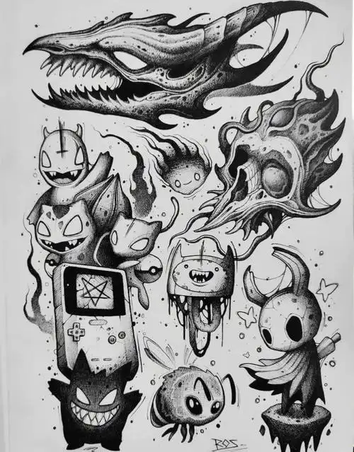 暗黑纹身小图纹身手稿广州纹身