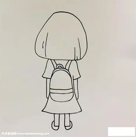 背书包的小女孩简笔画