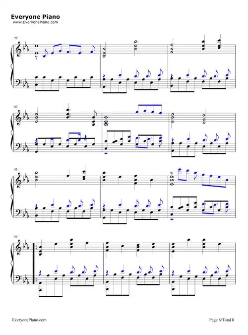 undertale-undertale theme五线谱预览6-钢琴谱文件(五线谱,双手简谱