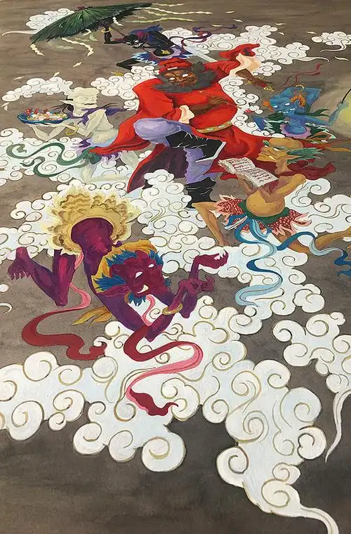 手绘五鬼闹钟馗