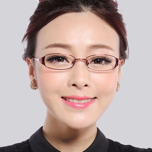 高度数可配女士小脸型全框纯钛近视眼镜架 眼镜框 配成品近视眼镜
