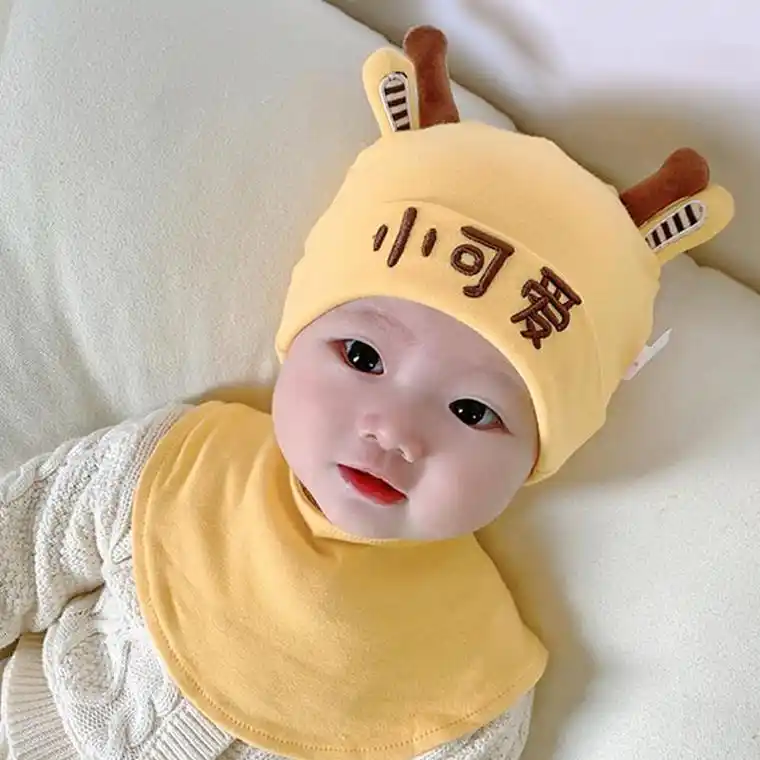 婴儿帽子春秋薄款婴幼儿初生男宝宝纯棉胎帽宝宝帽子可爱护囟帽