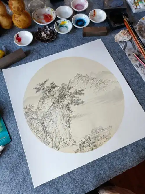 山水画待完成含步骤操作图