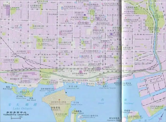 多伦多市中心地图多伦多是加拿大的经济,政治,文化和交通中心,也是