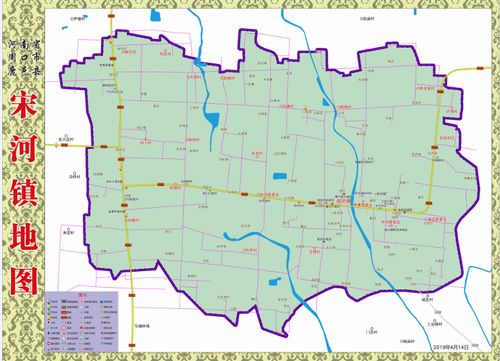 2019年4月河南省周口市鹿邑县宋河镇交通行政村落地图80x110cm