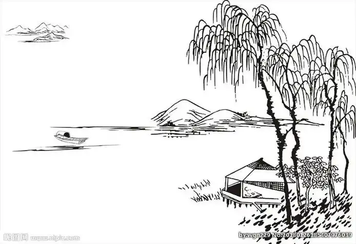 简笔山水画 简单又好看的山水画