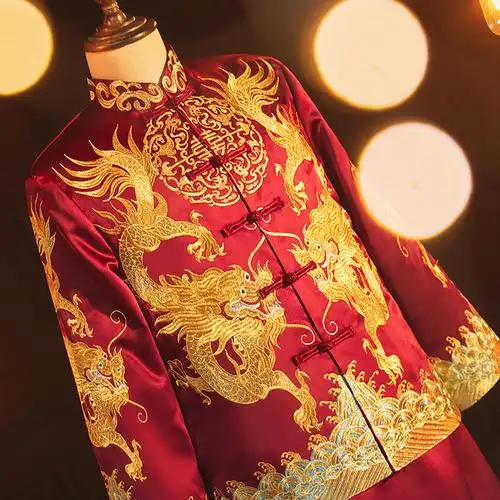 男士秀禾服2020新款中式结婚礼服敬酒服男款大码龙凤褂新郎迎亲装