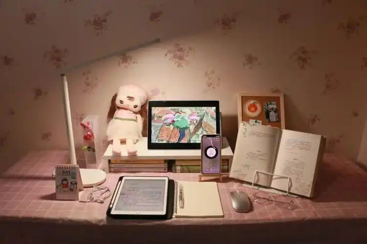 书桌布置老夫的少女心啊