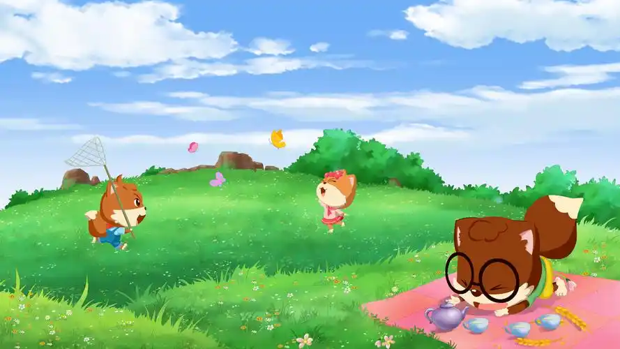 唯美清新三只松鼠卡通桌面壁纸下载