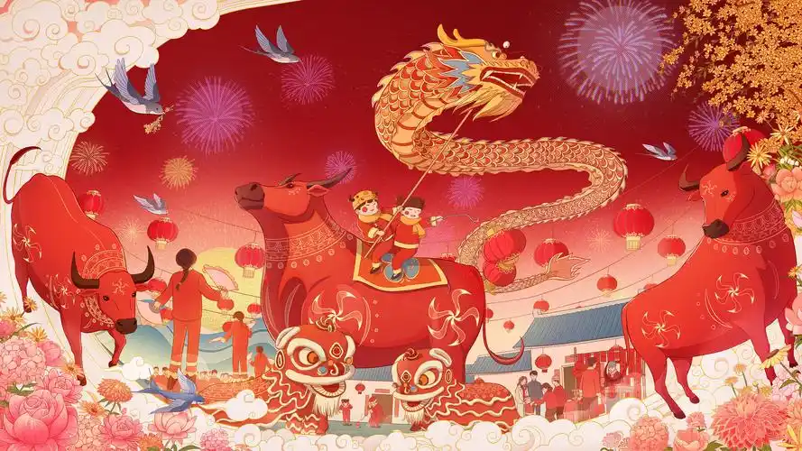 2021牛年新年插画