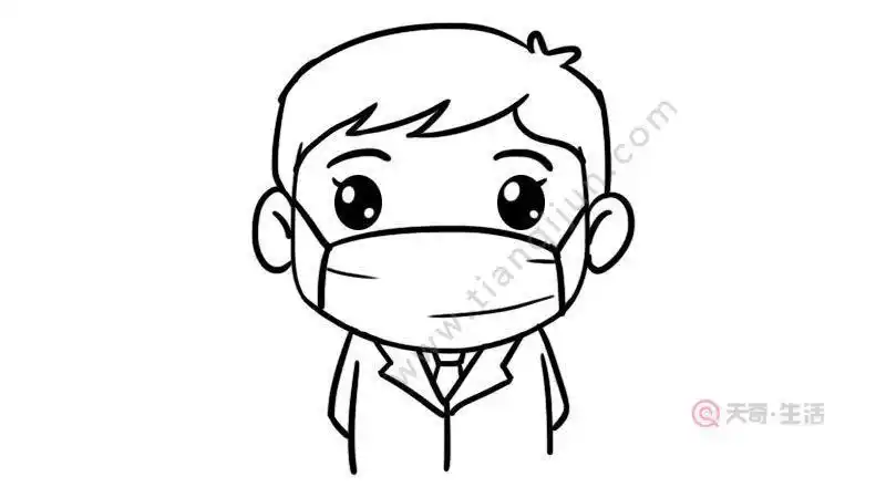 戴护目镜和口罩的医生简笔画