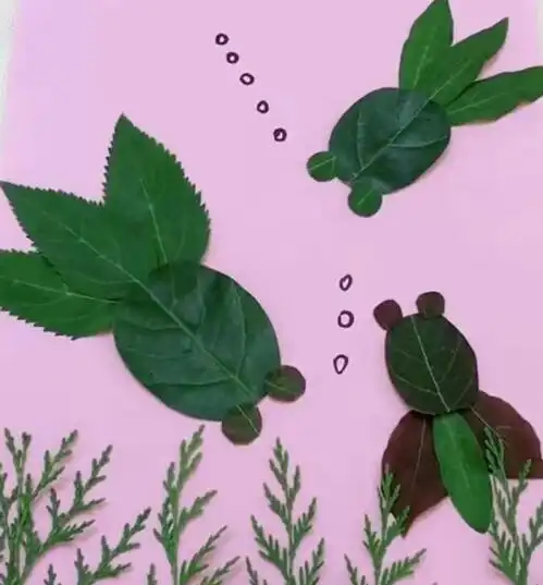树叶贴画 用树叶制作金鱼-树叶贴画