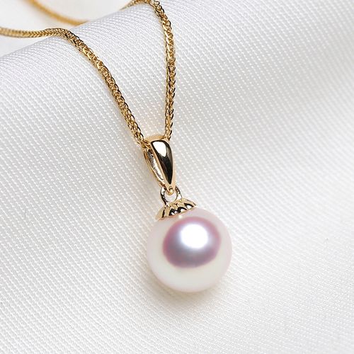 日本akoya天然海水珍珠吊坠18k金项链经典瓜子款单颗女简单配海星