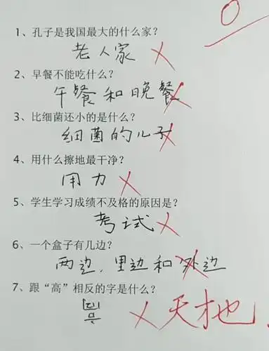 者,日,是,金,都,艮,人,下生活中你们有遇到那些小学生搞笑的试卷答题