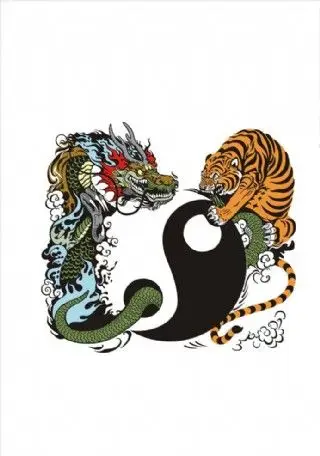 中国传统元素太极八卦龙虎斗