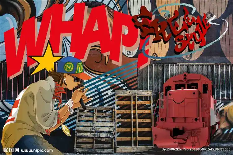 涂鸦嘻哈火车炫酷背景墙图片