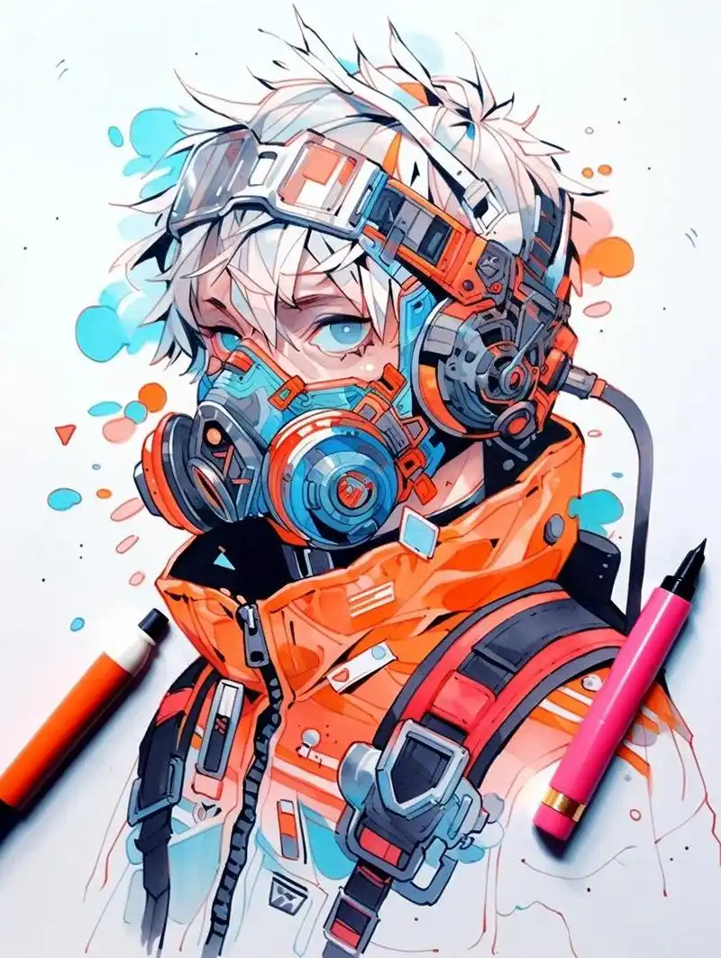 马克笔科技赛博人物|手绘素材 #插画师分享# #插画# #科技插画# #科技