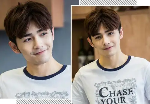 不同与常规的齐刘海锅盖头发型,这款锅盖头发型的刘海稍微有点中分,烫