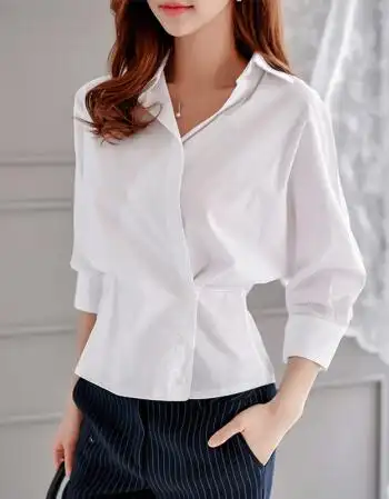 森马 时尚京东时尚fan2019新款职业女装时尚收腰显瘦白衬衫女修身气质