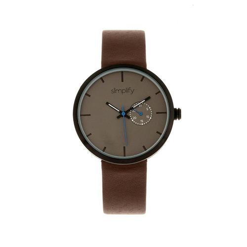 simplify女款深棕色|简化石英3900真正的深棕色皮革手表40毫米|quartz