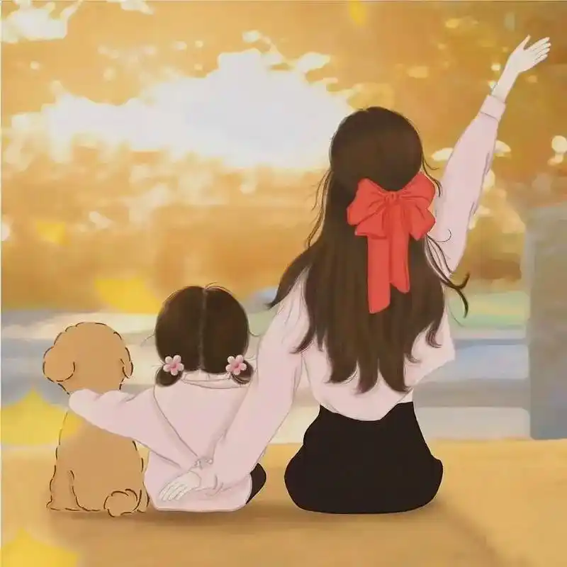 亲子头像 #一儿一女 #亲子 #母女头像 #母子头像 夕阳 - 抖音