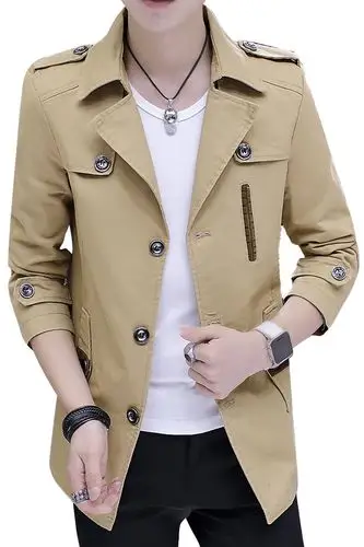 男款外套2020春款男士中长修身风衣商务休闲夹克