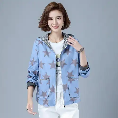 外套女春秋薄款宽松纯棉中年妈妈秋装短款风衣小个子百搭休闲夹克