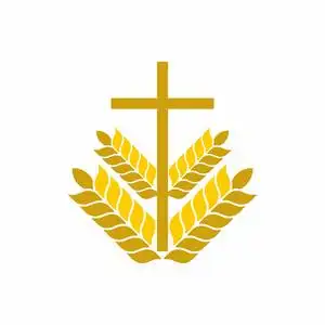 基督教会教会的标志.基督教的象征.十字架和小麦照片