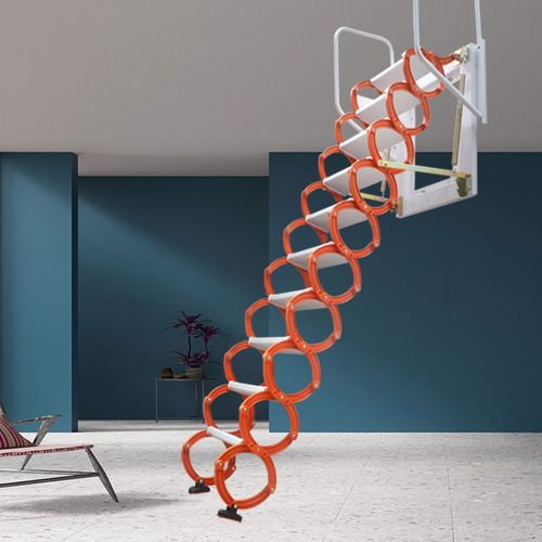 阁楼电动壁挂伸缩楼梯靠墙壁挂式家用收缩梯子折叠升降拉伸伸缩梯