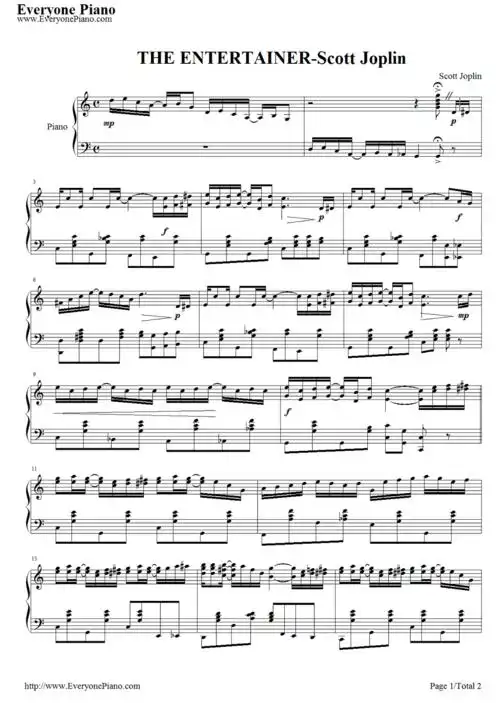 the entertainer-骗中骗 主题曲-scott joplin五线谱预览1-钢琴谱文件
