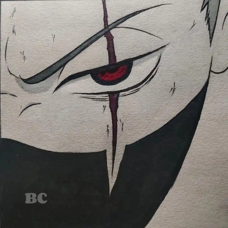 卡卡西 #手绘 #临摹#绘画过程 #黑白画 - 抖音