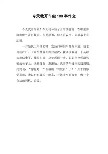 今天我开车啦100字作文