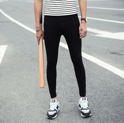 韩版春秋季男生篮球纯棉打底裤嘻哈高弹力训练紧身裤内外穿运动裤