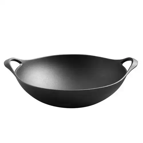 典匠 老式铸铁炒锅加厚无涂层不粘锅不生锈双耳圆底生铁锅36cm