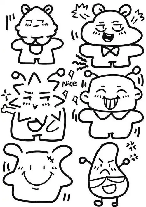 可爱的涂鸦简笔画素材cr齐齐的绘画