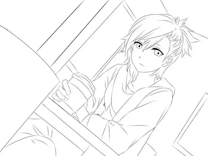 动漫上色稿男生