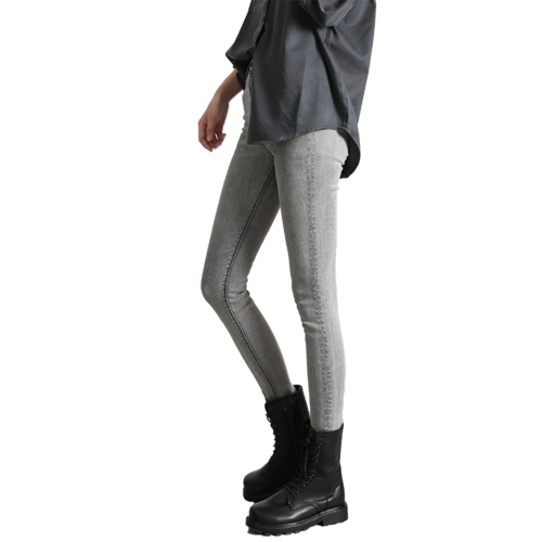 浅灰色牛仔裤女小脚裤高腰2019秋季新款韩版显高弹力紧身铅笔裤 - 信