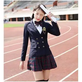英伦学院派校服套装学生装韩版女生校服韩式jk制服水手服 格子裙套装
