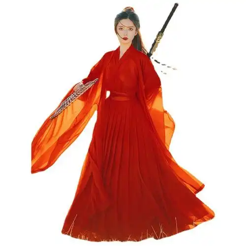 红袍古装汉服女红色武侠古装仙气古风广袖流仙裙交领超仙霸气酷