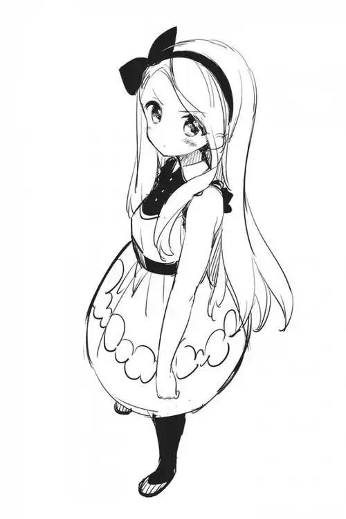 413张美少女插画手绘线稿精选集高清日本风女生漫画黑白手稿素材大全