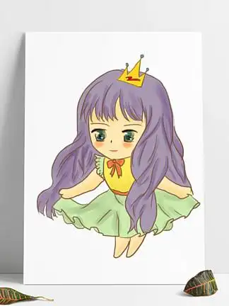 手绘卡通可爱动漫卷发 i>小 /i>公主 i>素 /i> i>材 /i>