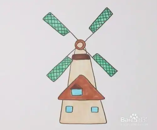 幼儿园简笔画风车房子