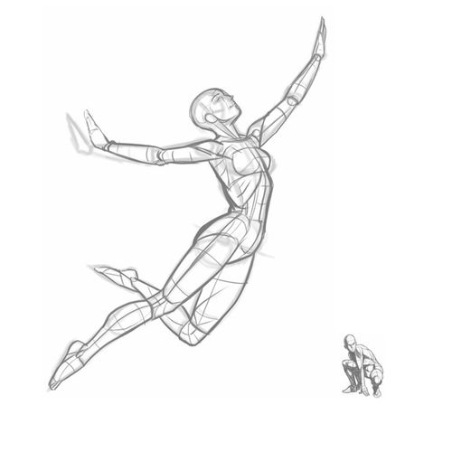 人体人物姿势动态速写线稿学习临摹素材结构设计素材