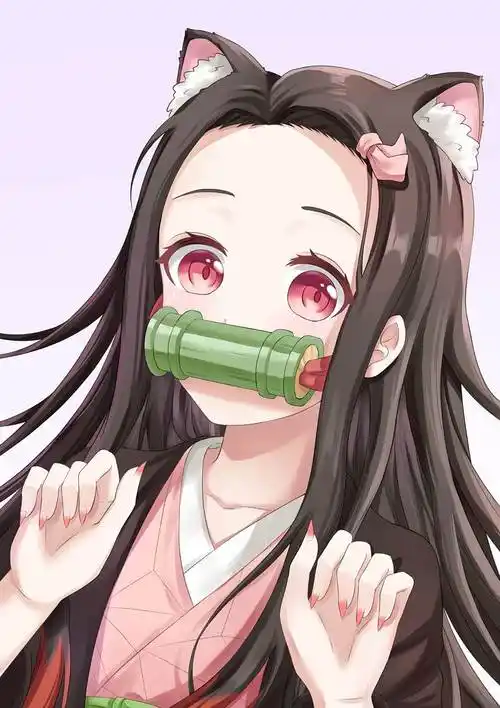 猫祢豆子|moru的鬼灭之刃插画图片